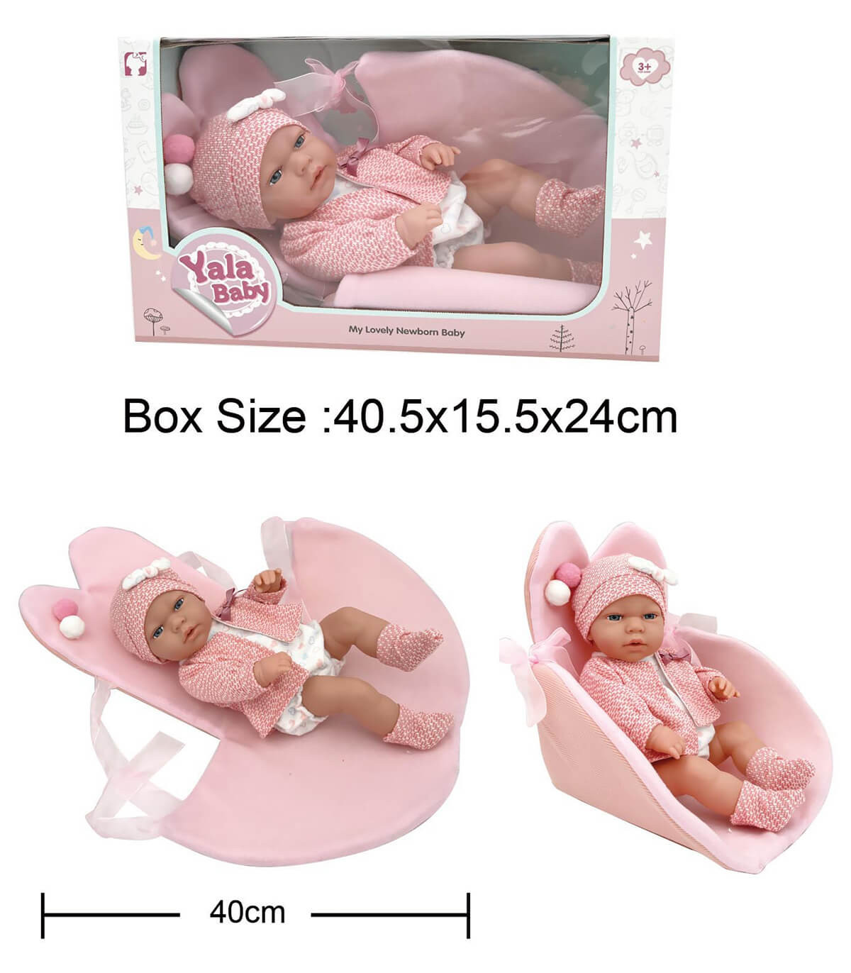 LEGNALO Rubber Baby with a Feather Blanket 40 cm