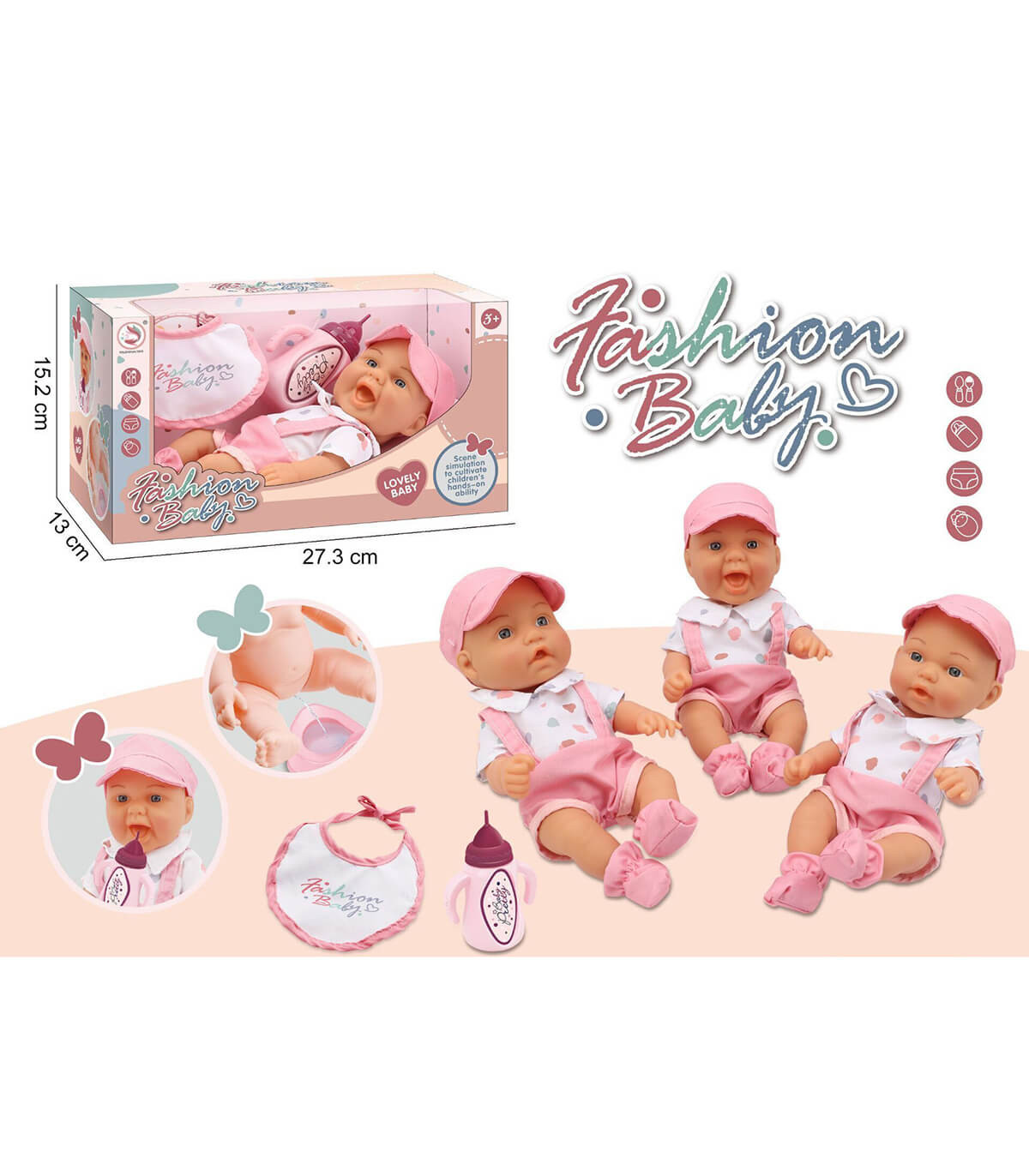 LEGNALO PIK. BABY WITH SHORTS AND BIB 28 CM