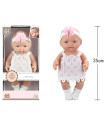 Rubber doll with a dress and headband, 28 cm