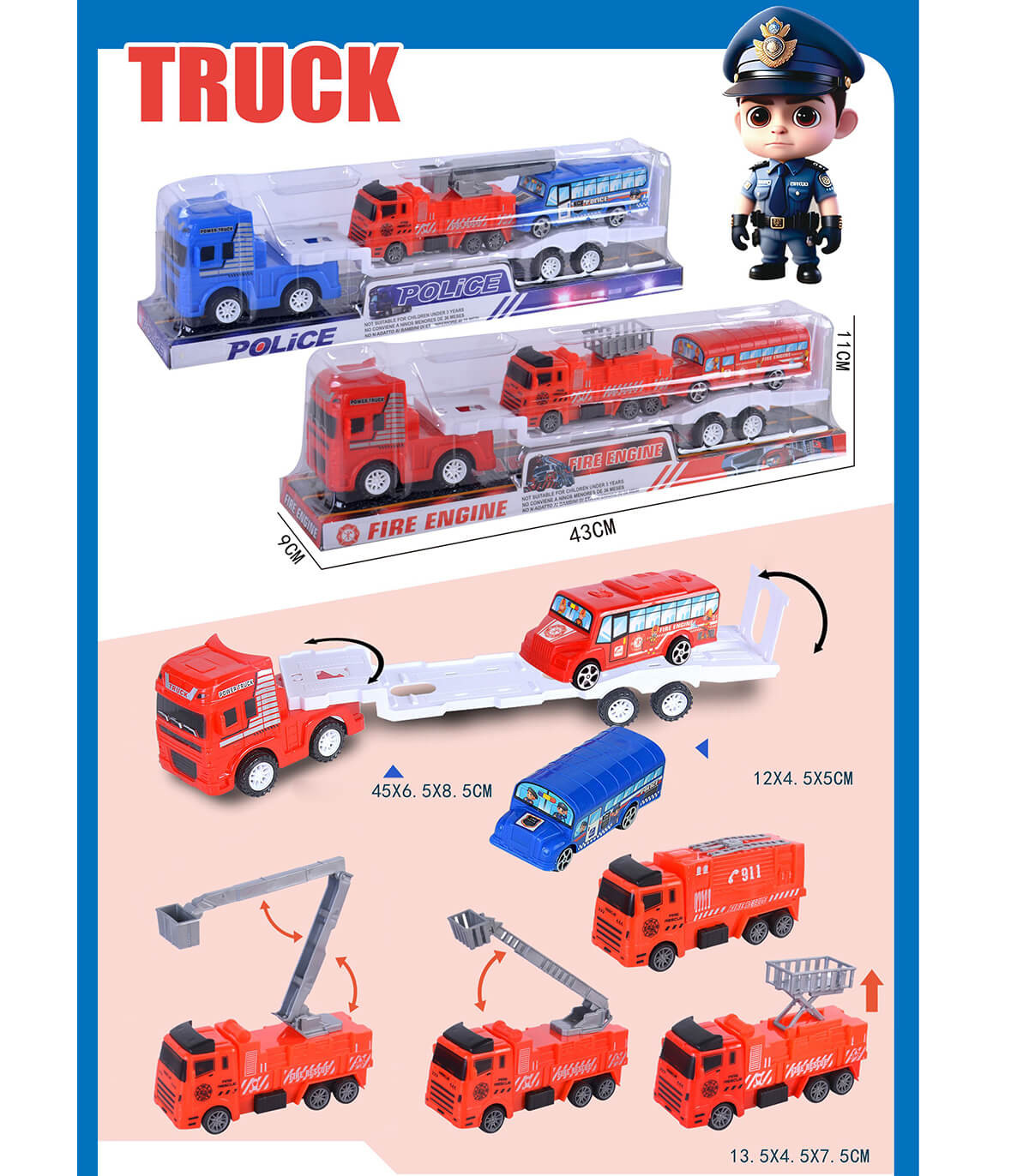 TRUCK DRIVER 2 TRUCKS IN 43 CM BLISTER PACK 马会