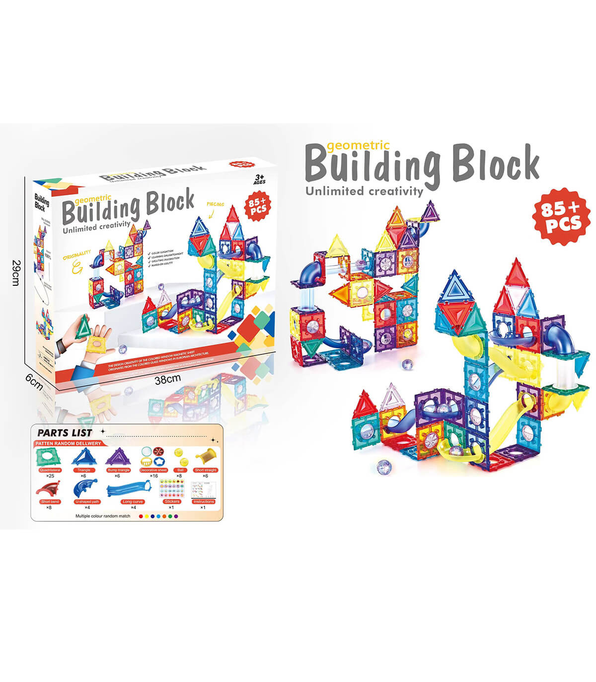 CONSTRUCTOR CU ELEMENTE TRANSPARENTE, 85 DE PIESE