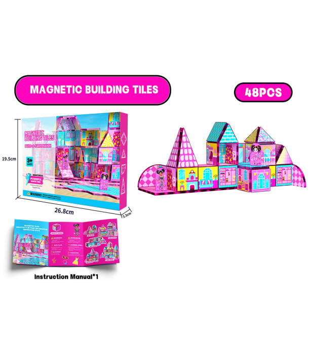 CONSTRUCTOR MAGNETIC CASĂ ROZ 48 DE PIESE