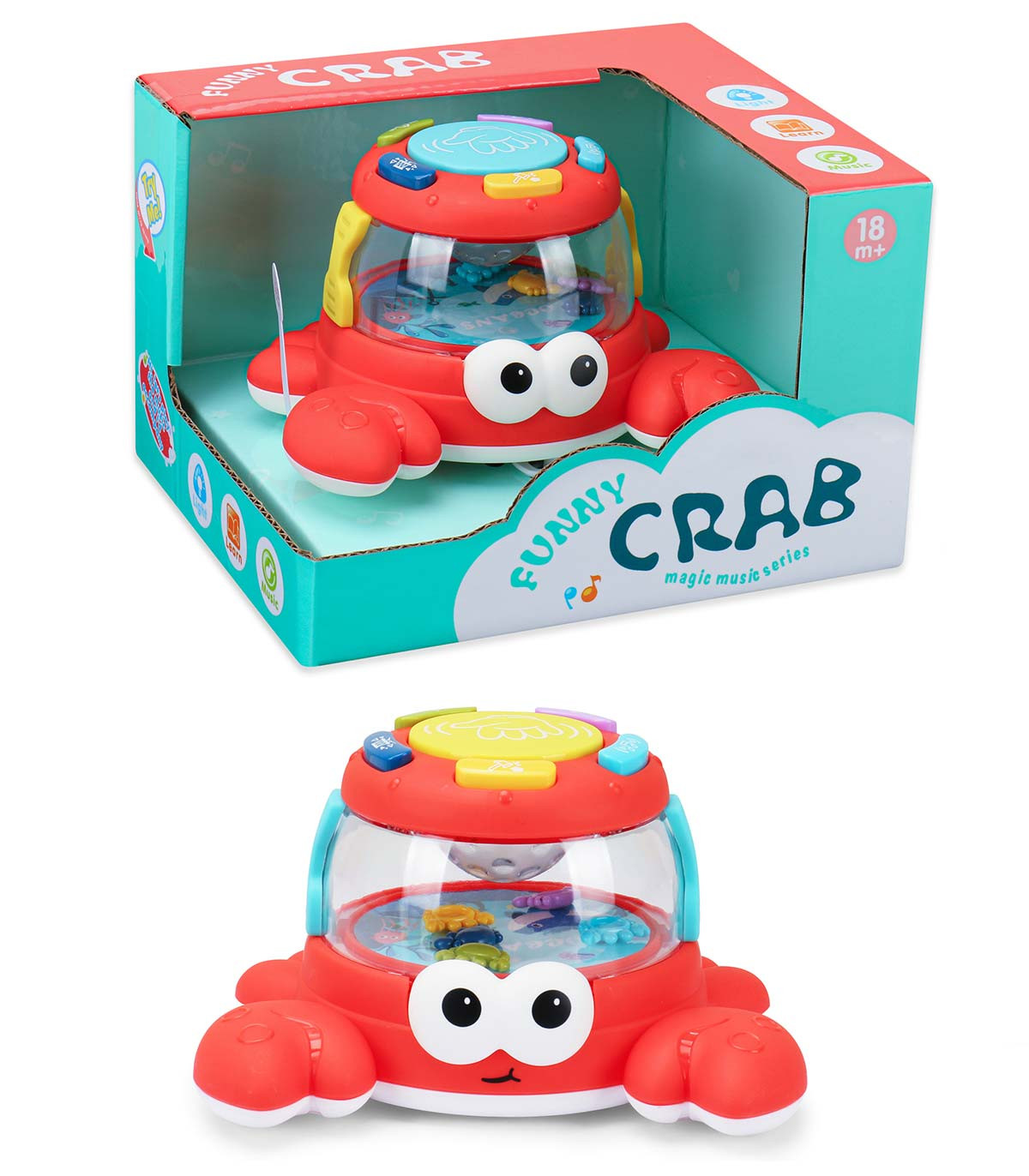 JUCĂRIE MUZICALĂ CRAB ÎN CUTIE DESCHISĂ