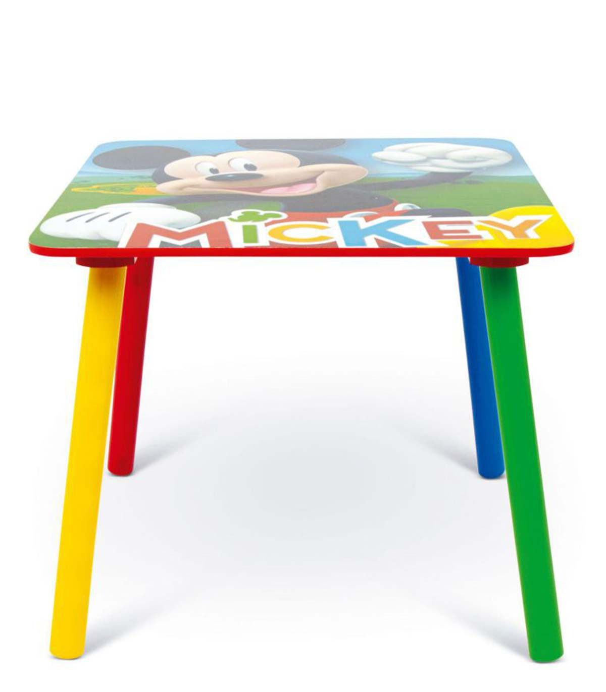 WOODEN TABLE WITH 2 MICKEY CHAIRS