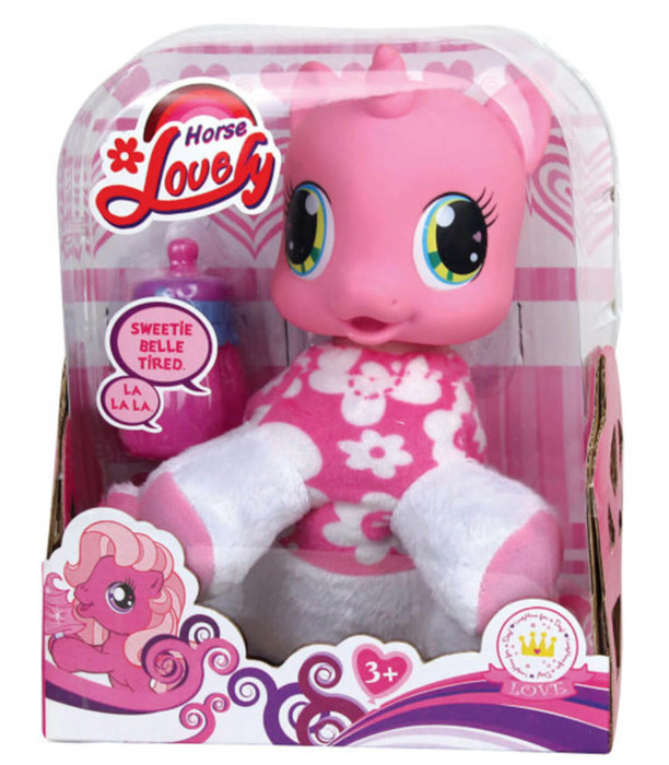 STUFFED PONY WITH BABY BOTTLE - Small
