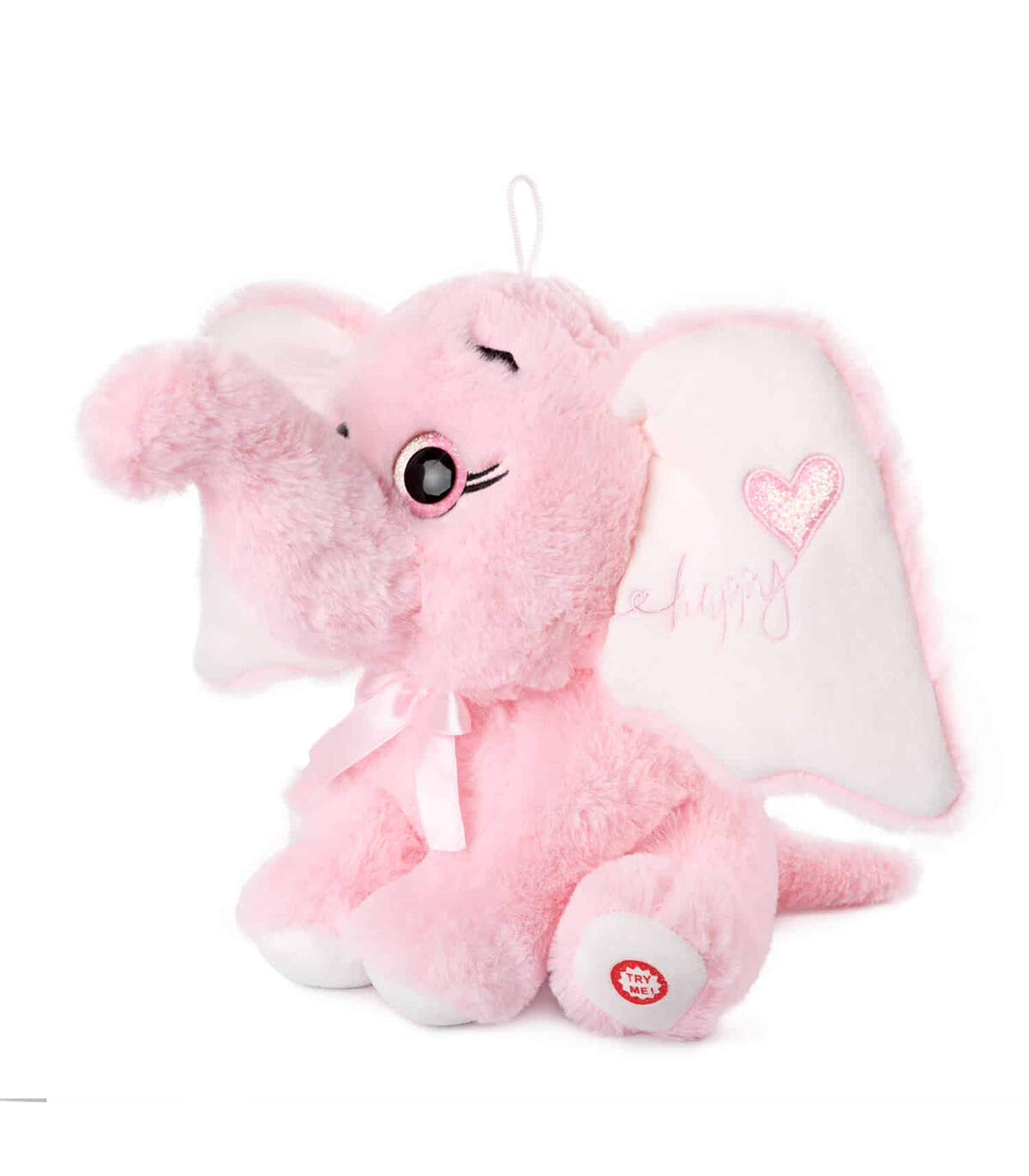 PLUSH MINI ELEPHANT WITH SOUND PINK 15 CM - Small
