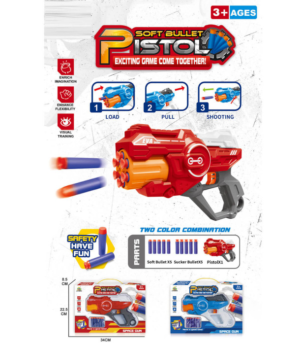PISTOL CU CARTUȘE MOI 2 CULORI - PISTOLE
