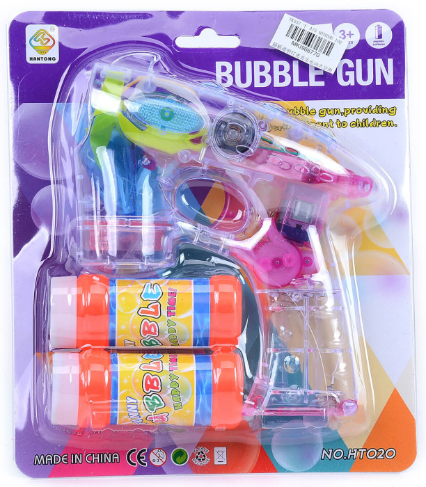 PISTOL TRANSPARENT PENTRU BALOANE DE SĂPUN CU 2 REZERVE - BULE DE SĂPUN
