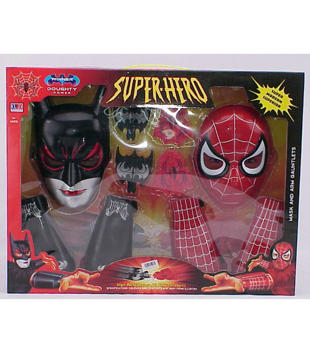 SET MARE DE 2 MESTI SI MANUUSI DE SUPEREROI - COSTUME, MĂȘTI ȘI BAGHETE DE PETRECERE