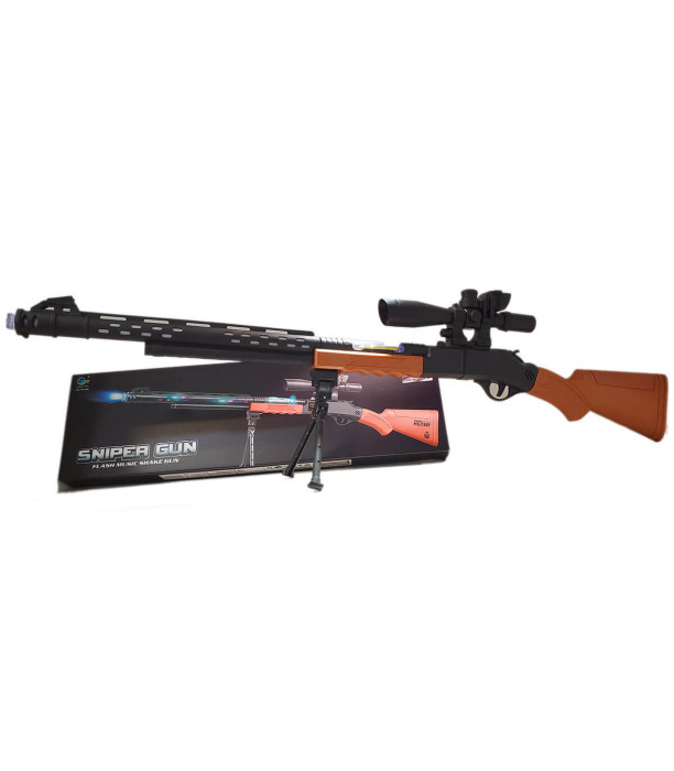 SNIPER PENTRU COPII PE STAND CU SUNET ȘI LUMINĂ ÎN CUTIE - MITRALIERE ȘI PUȘTI