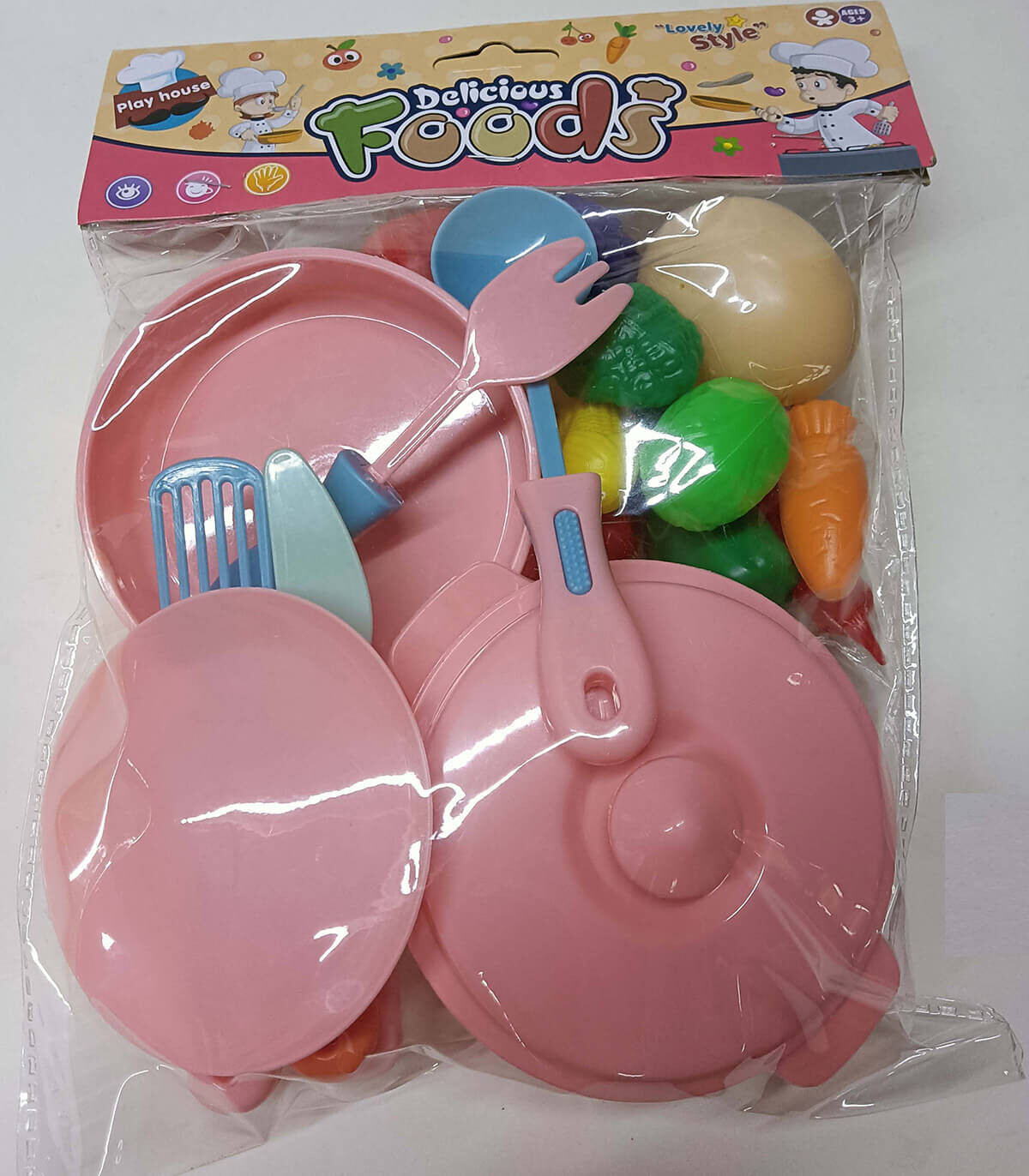 SET PENTRU COPII TIGAN ȘI OALĂ CU PRODUSE ÎN PACHET 2 CULORI - BUCĂTĂRIE, SERVICII ȘI MÂNCARE