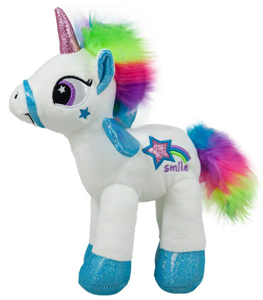UNICORN DE PELUȘ CU COACĂ COLORATE MICĂ 24 CM - Mici