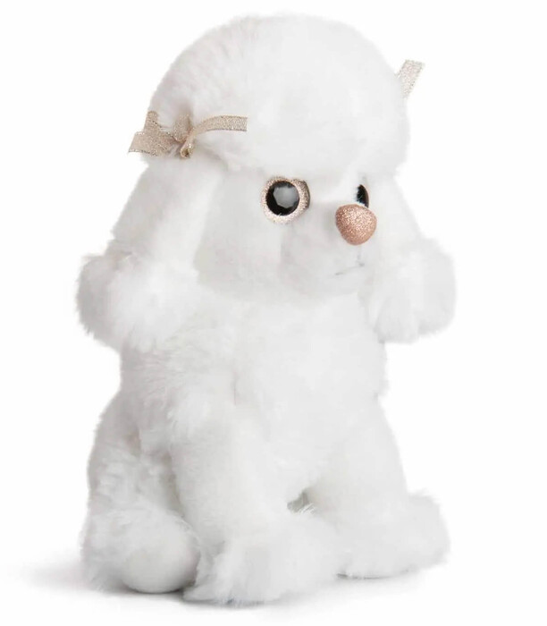 POODLE DE PELUȘ 2 CULORI CU PANGLICĂ AURĂ 25 CM - Mici