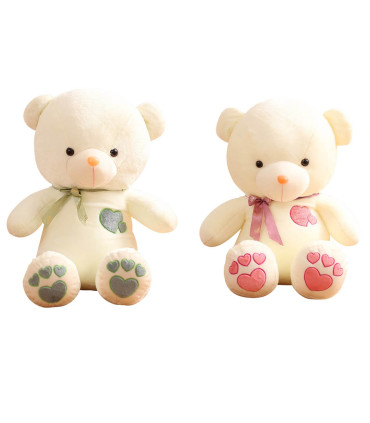 TEDDY BEAR WITH EMBROIDERED HEARTS 2 COLORS 32 CM - Medium