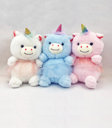 PLUSH PIG WITH SKIRT 25 CM 3 COLORS - Small