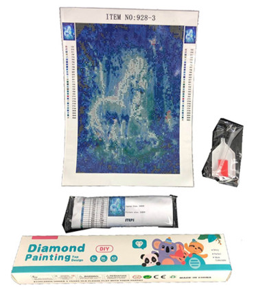 TAPISERIE CU DIAMANTE UNICORN - PUZZLE ȘI CUBURI