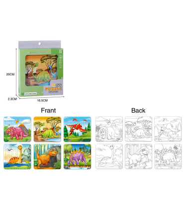 6 DOUBLE SIDED DINOSAUR MINI PUZZLES - PUZZLES AND CUBES