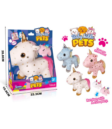 2 UNICORNI DE PLUȘ ÎN CUTIE TRANSPARENTĂ - Mici