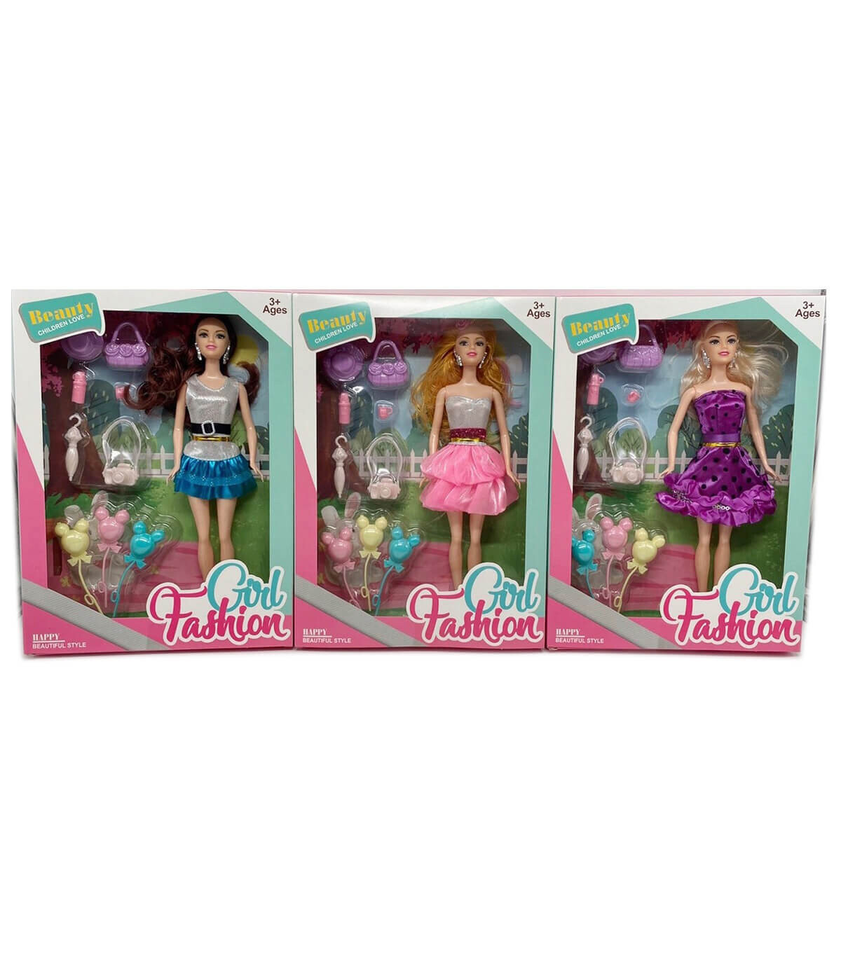 PAPUSA LA MODA CU BALOANE IN FORMA DE URSULETI IN 3 CULORI - PĂPUȘI ȘI SIRENE