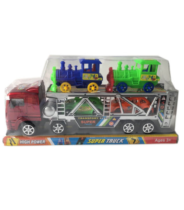 TRAIN WITH 2 LOCOMOTIVES AND 2 CARS - Trucks and cargo