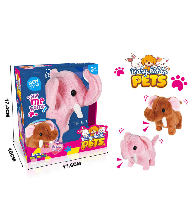 PLUSH TOY ELEPHANT WITH BATTERIES 2 COLORS - Small