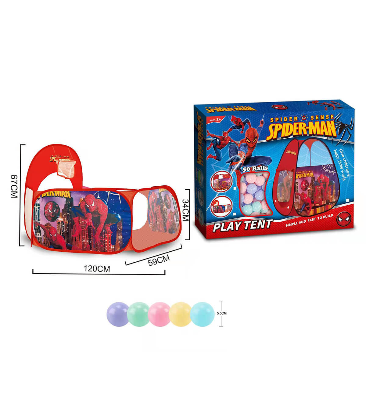 CORT SPIDERMAN CU TUNEL SI 50 MINGII - LEAGĂNE ȘI SCAUNE
