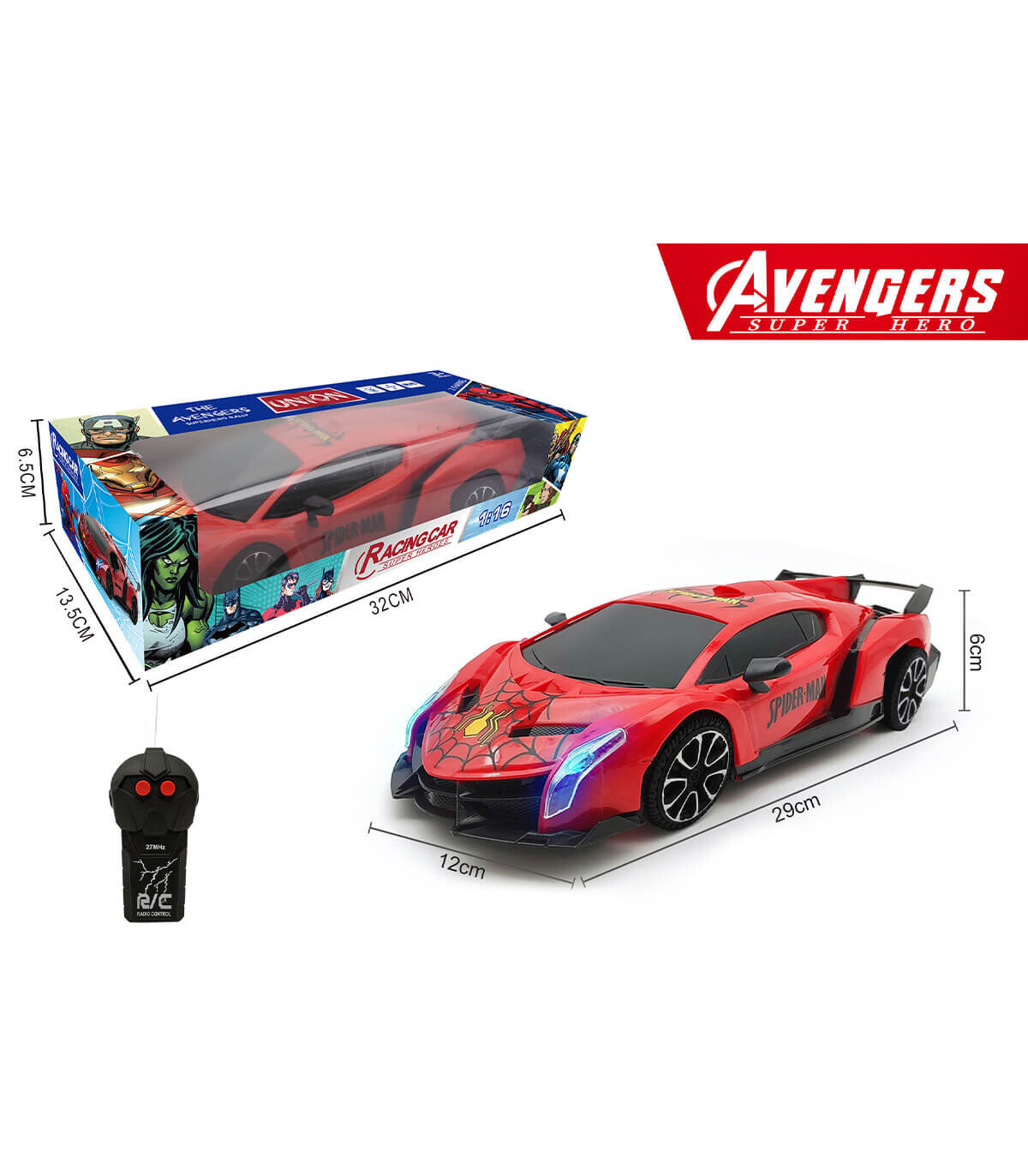 MAȘINĂ SPORT SPIDER RADIOCOMANDĂ 2 CĂI + FAURI DE ILUMINARE - Control radio cu telecomandă