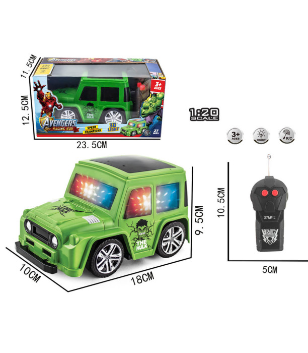 GREEN HULK DISCO JEEP RADIO CONTROL 2 WAYS - Radio control with remote control