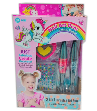 SET PENTRU UNGHII COPII UNICORN 2 ÎN 1 - MACHIAJ ȘI ACCESORII PENTRU PĂPUȘI