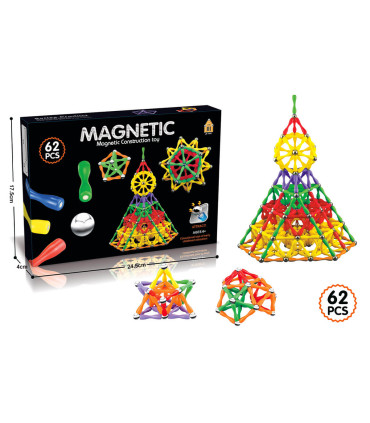 MAGNETIC CONSTRUCTOR 62 PIECES - BUILDING BLOCKS, SORTERS AND RINGS
