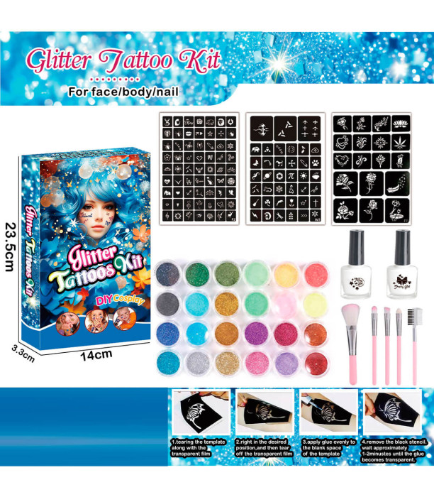 TATTOO SET WITH 2 TYPES OF DESIGNS - HAIRDRESSING AND BEAUTY KITS
