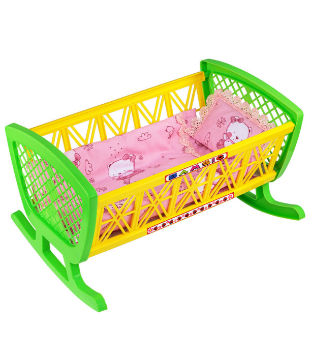 SWING DOLL BED WITH SLEEPING SET 47 CM 2 COLORS - TROLLEYS AND BEDS FOR DOLLS