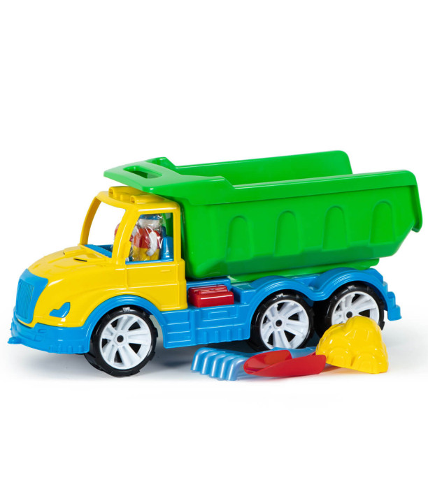 DUMP TRUCK WITH MEN AND SAND SET 3 COLORS 54 CM - Agricultural, construction machinery and military equipments