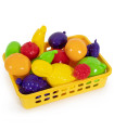 COȘ MARE CU 15 FRUCTE DIN PLASTIC ÎN PLASĂ