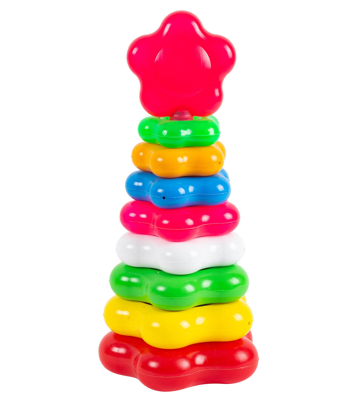 PIRAMIDA BEBE CU STEA 30 CM - CUBURI DE CONSTRUIT, ASOCIERE ȘI INELE