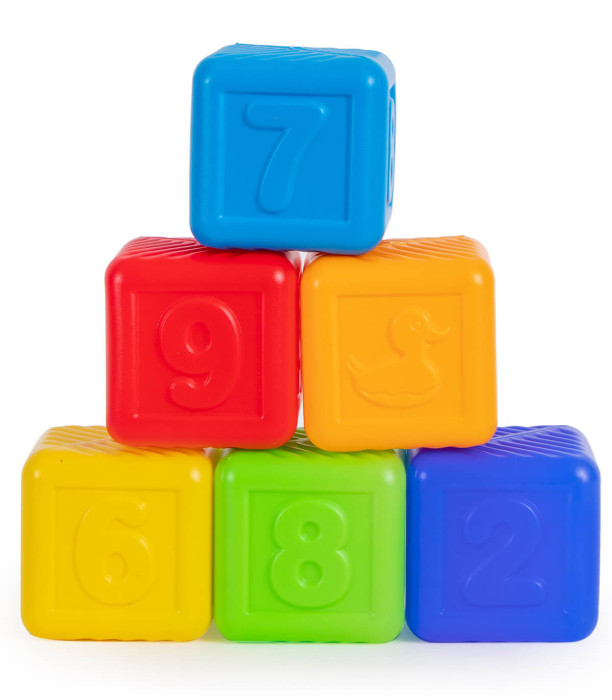 CUBURI COLORATE DIN PLASTIC CU NUMERE 6 PIESE - PUZZLE ȘI CUBURI