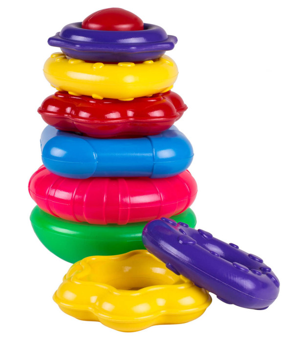 BABY PYRAMID WITH 6 RINGS 19 CM - BUILDING BLOCKS, SORTERS AND RINGS