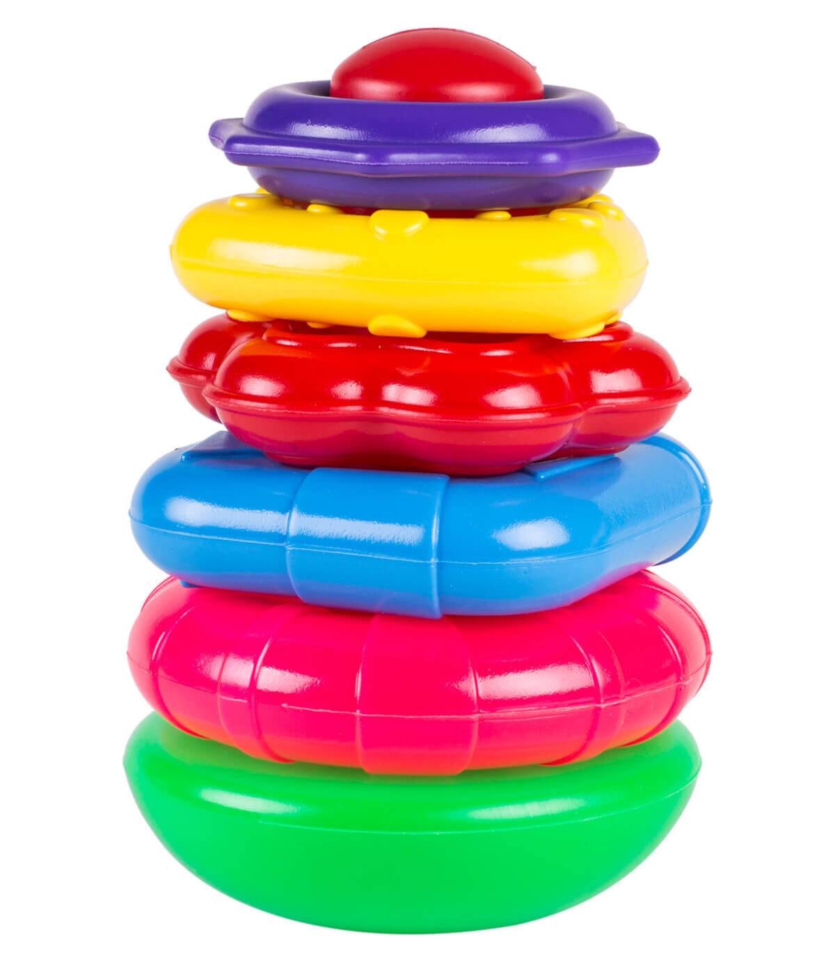 PIRAMIDA BEBE CU 6 INELE 19 CM - CUBURI DE CONSTRUIT, ASOCIERE ȘI INELE