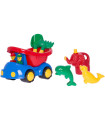 DUMP TRUCK WITH PASSENGERS WATERING CAN AND SAND KIT 36 CM 2 COLORS