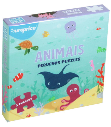 PUZZLE ANIMALE MARINE, FERMA SI AFRICANE 3 IN 1 - PUZZLE ȘI CUBURI