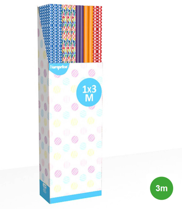 HARTIE AMBALAJ CLASIC 100 X 300 5 VARIETATI - PUNGI CADOU ȘI BATERII
