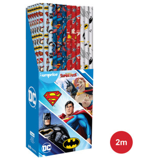 HARTIE DE AMBALAT CADOURI DC SUPER EROI 70 X 200 4 VARIETATI - PUNGI CADOU ȘI BATERII