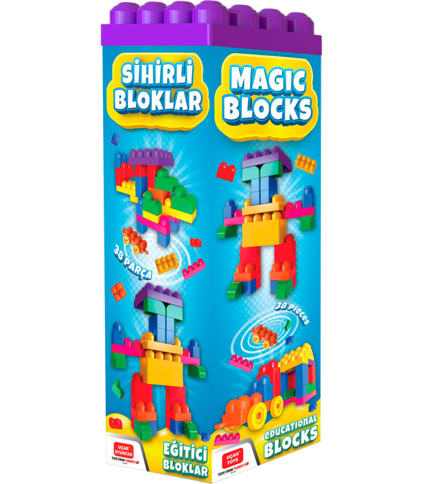 CONSTRUCTOR MAGIC BLOCKS 38 PIECES - BUILDING BLOCKS, SORTERS AND RINGS