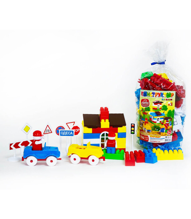 CHILDREN'S CONSTRUCTOR BAMS BLOCKS 114 PARTS CYLINDER - BUILDING BLOCKS