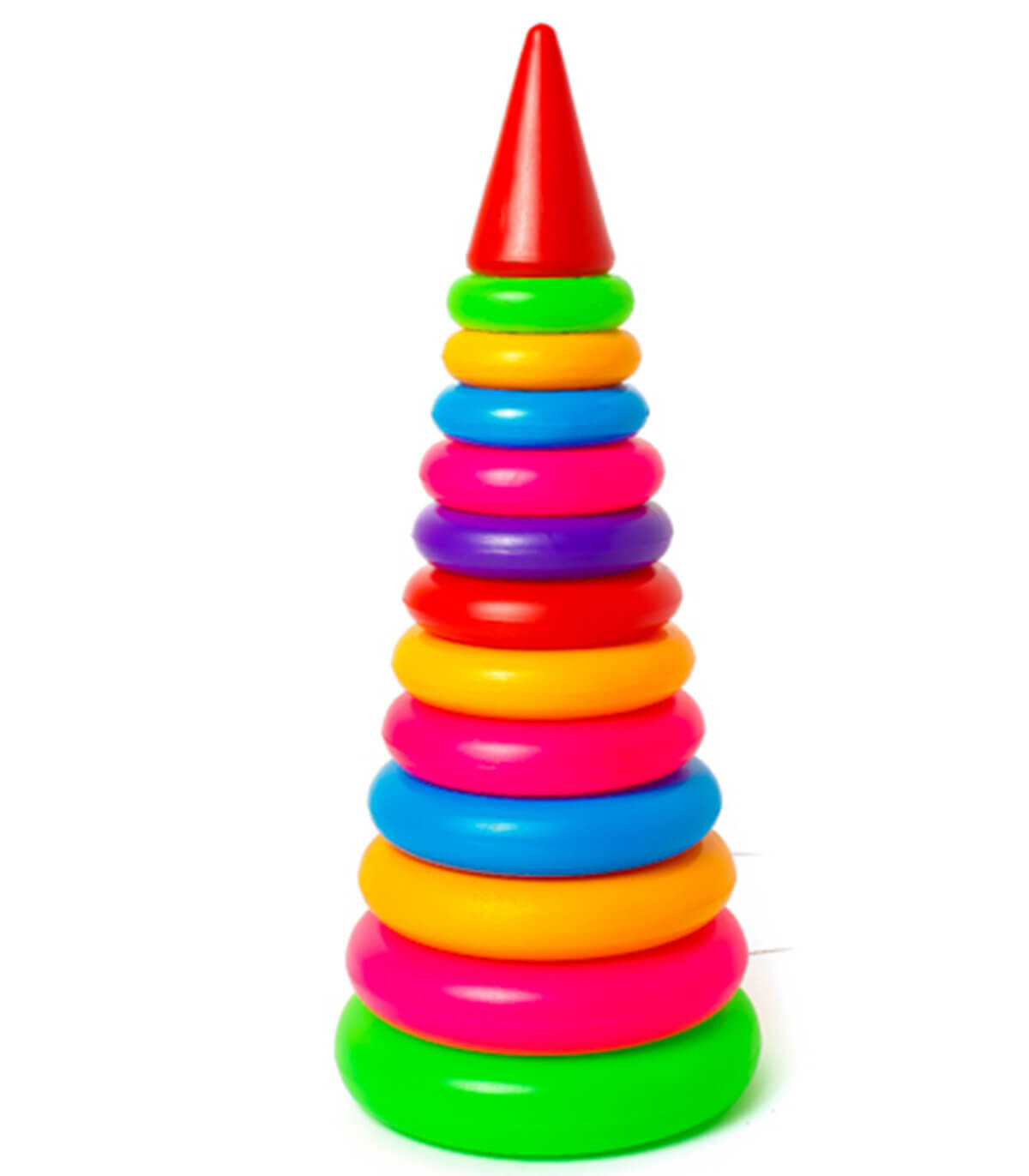 PIRAMIDA BEBE 13 PIESE 44 CM - CUBURI DE CONSTRUIT, ASOCIERE ȘI INELE