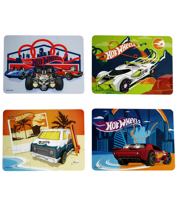 JOC HOT WHEELS PUZZLE 4 IN 1 - PUZZLE ȘI CUBURI