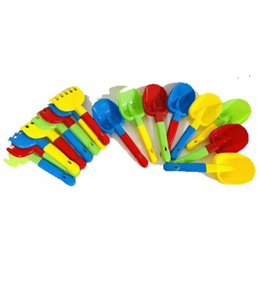 COLORED SHOVEL AND RAKE 25 CM - FOR SAND