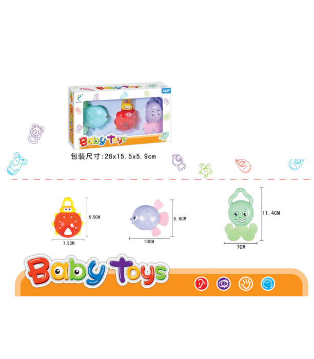 COLORED BABY RATTLES 3 PIECES - Rattles and lanterns