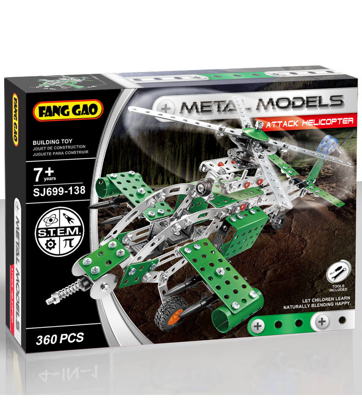 SET CONSTRUCTOR ELICOPTER METALIC 360 PIESE - CUBURI DE CONSTRUIT, ASOCIERE ȘI INELE