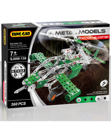 SET CONSTRUCTOR ELICOPTER METALIC 360 PIESE - CUBURI DE CONSTRUIT, ASOCIERE ȘI INELE